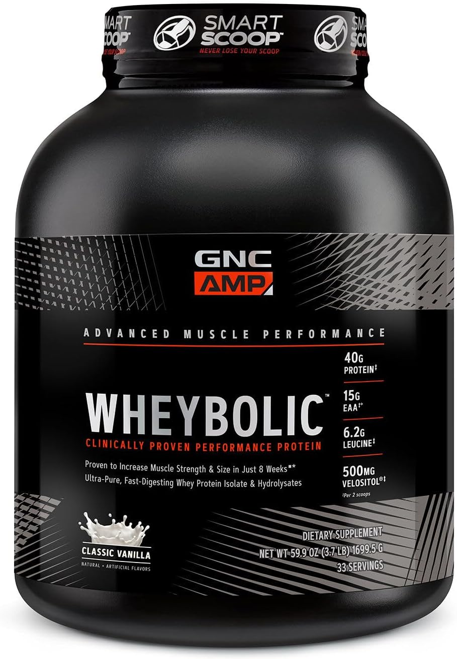 GNC AMP Wheybolic Whey Protein Isolate Powder - Muscle Building & Workout Support - Classic Vanilla Flavor - 25 Servings