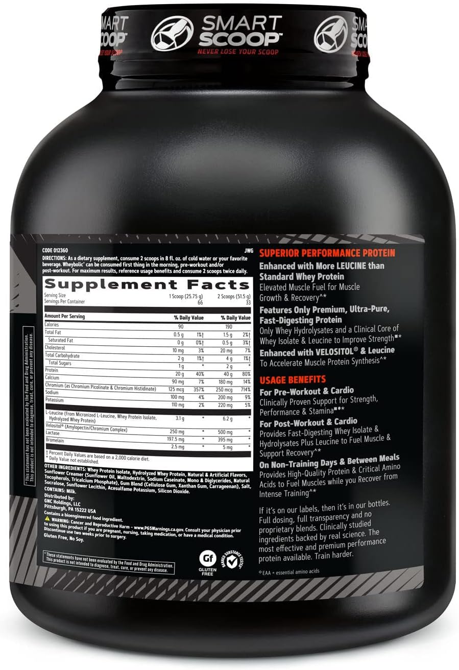 GNC AMP Wheybolic Whey Protein Isolate Powder - Muscle Building & Workout Support - Classic Vanilla Flavor - 25 Servings