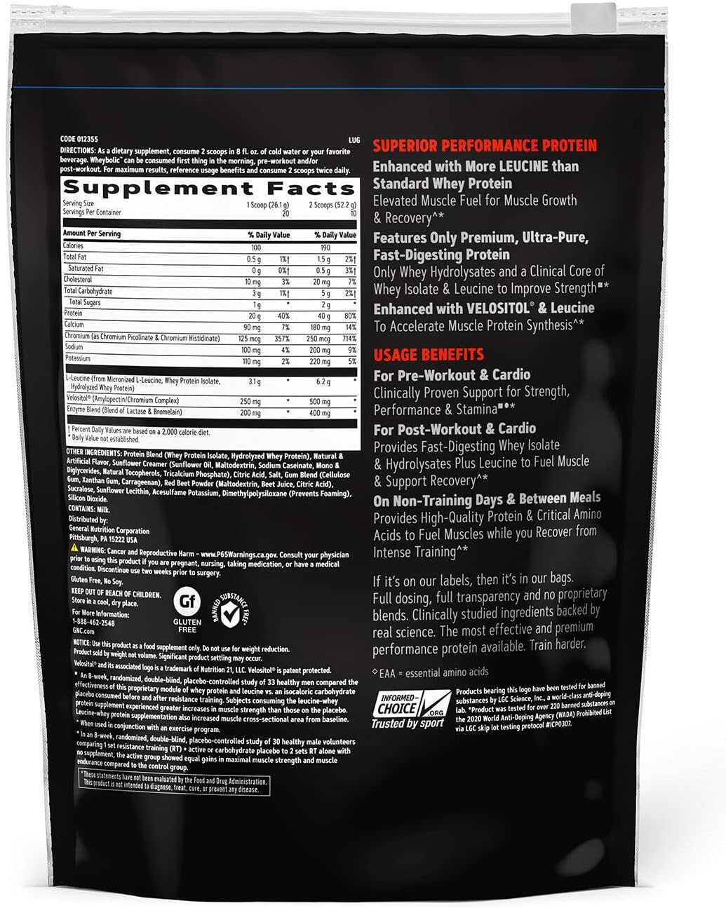 GNC AMP Wheybolic Whey Protein Isolate Powder with BCAA for Muscle Building - Gluten Free, Strawberries and Cream Flavor - 10 Servings