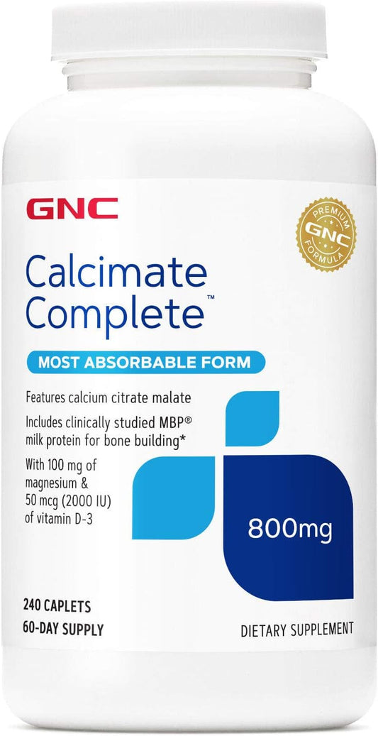 GNC Calcium Complete 800mg Supplement, Supports Bone Density, Enhances Absorption, 60 Servings