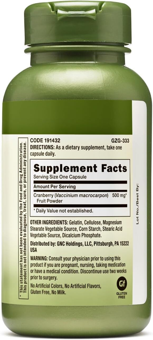 GNC Herbal Plus Cranberry Whole Herb Capsules - 500mg (100 Count)