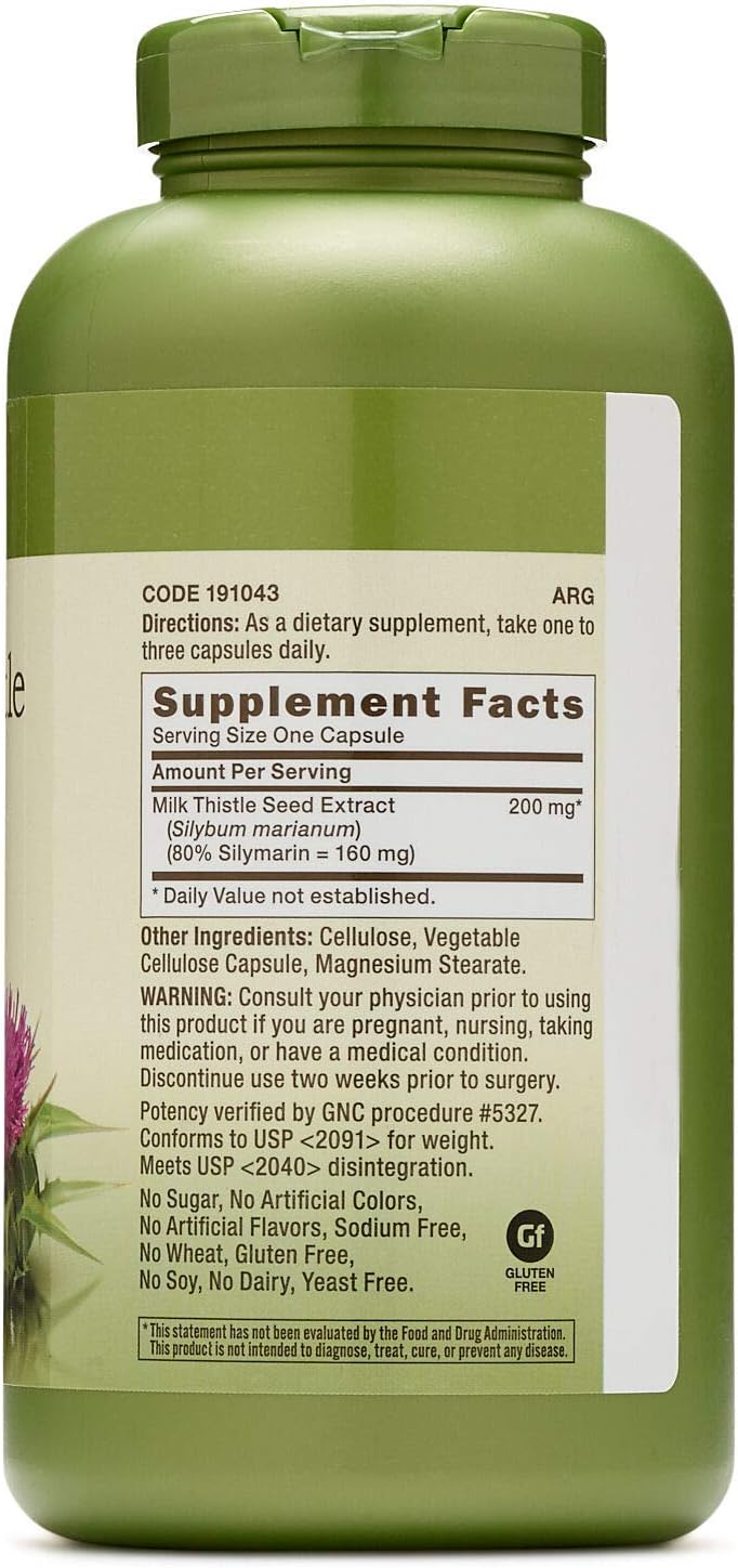GNC Herbal Plus Milk Thistle 200mg Capsules | Promotes Liver Health | 300 Count