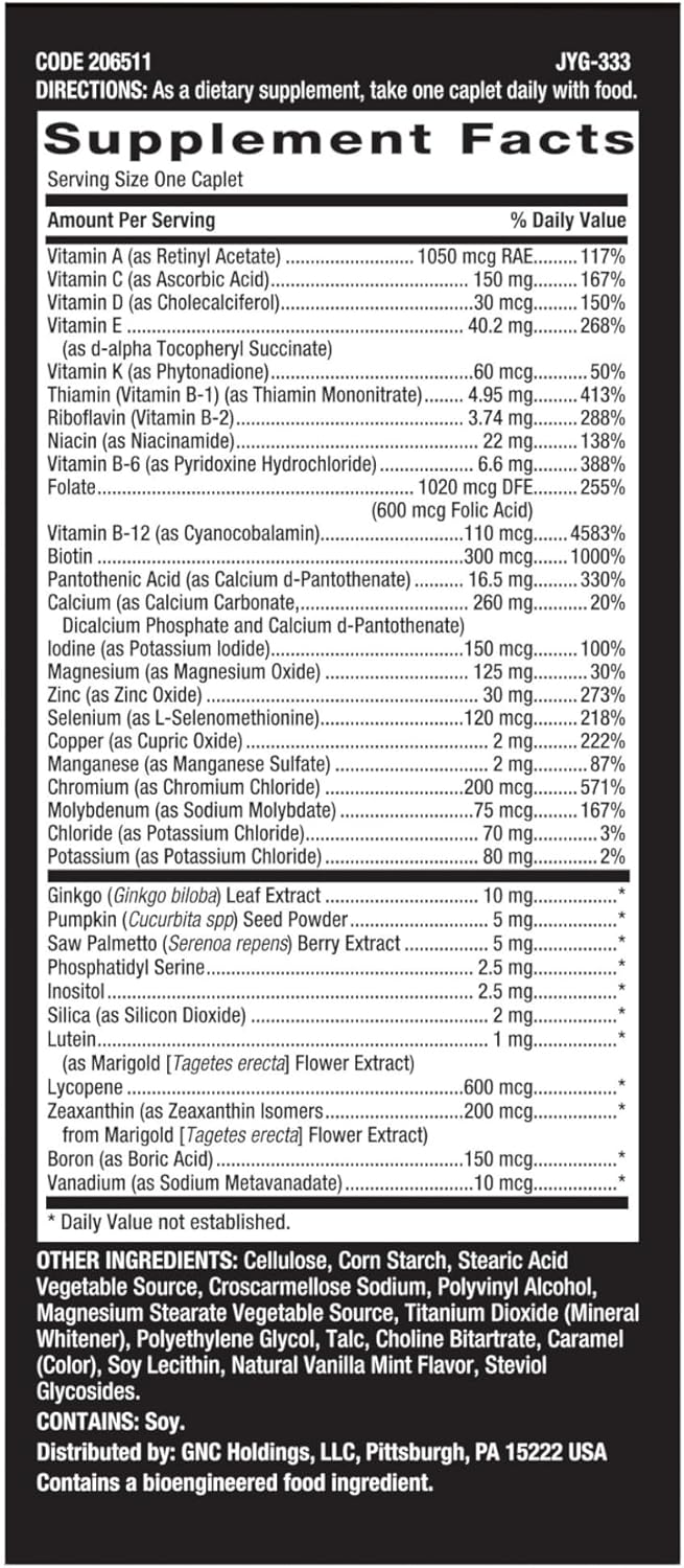GNC Mega Men 50 Plus Multivitamin for Heart, Prostate, and Circulatory Health - 1 Daily