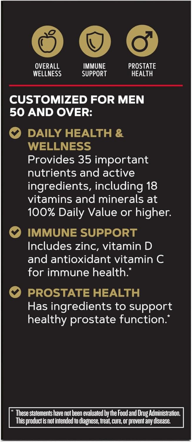 GNC Mega Men 50 Plus Multivitamin for Heart, Prostate, and Circulatory Health - 1 Daily