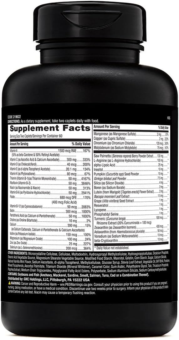 GNC Mega Men 50 Plus Multivitamin with Antioxidants for Heart, Prostate, and Circulatory Health - 120 Count