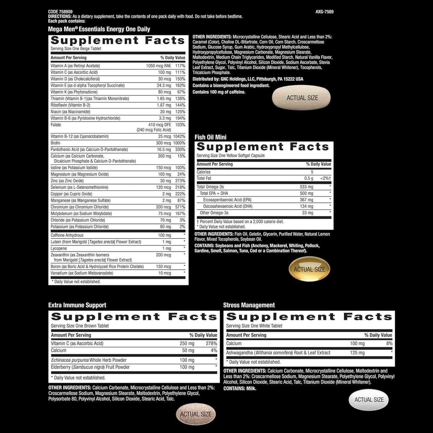 GNC Mega Men Health & Vitality Vitapak: 30 Daily Packs, Complete 4-in-1 Men's Multivitamin Program