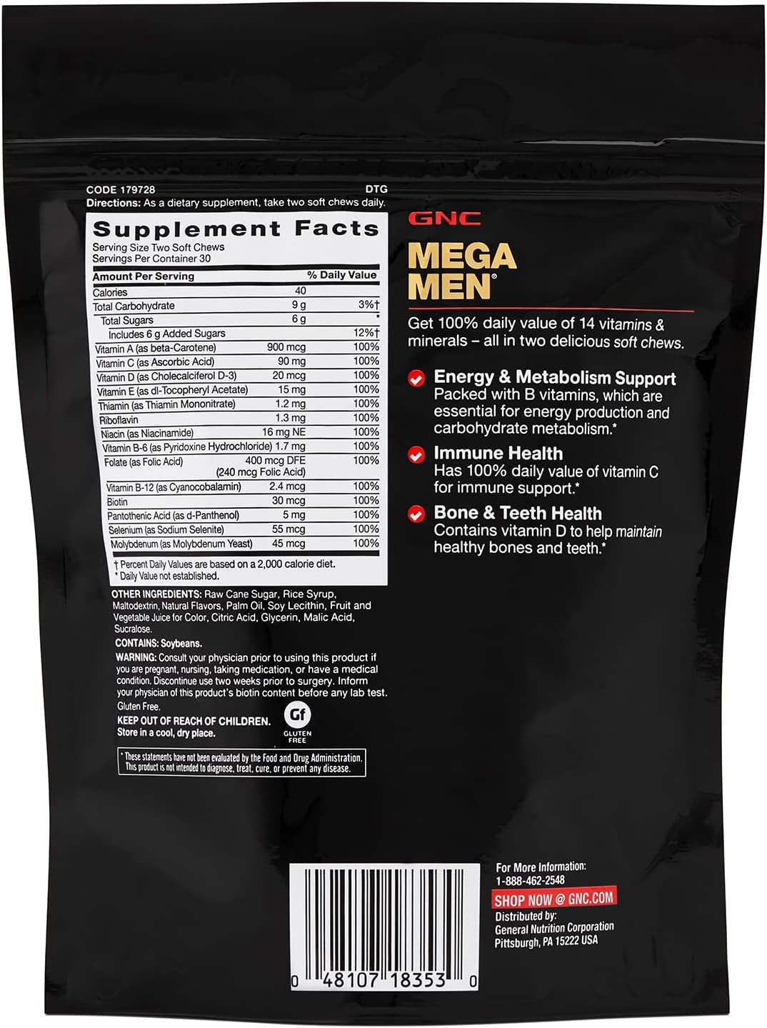 GNC Mega Men Multivitamin with Mixed Fruit Flavors - 90 Gummies
