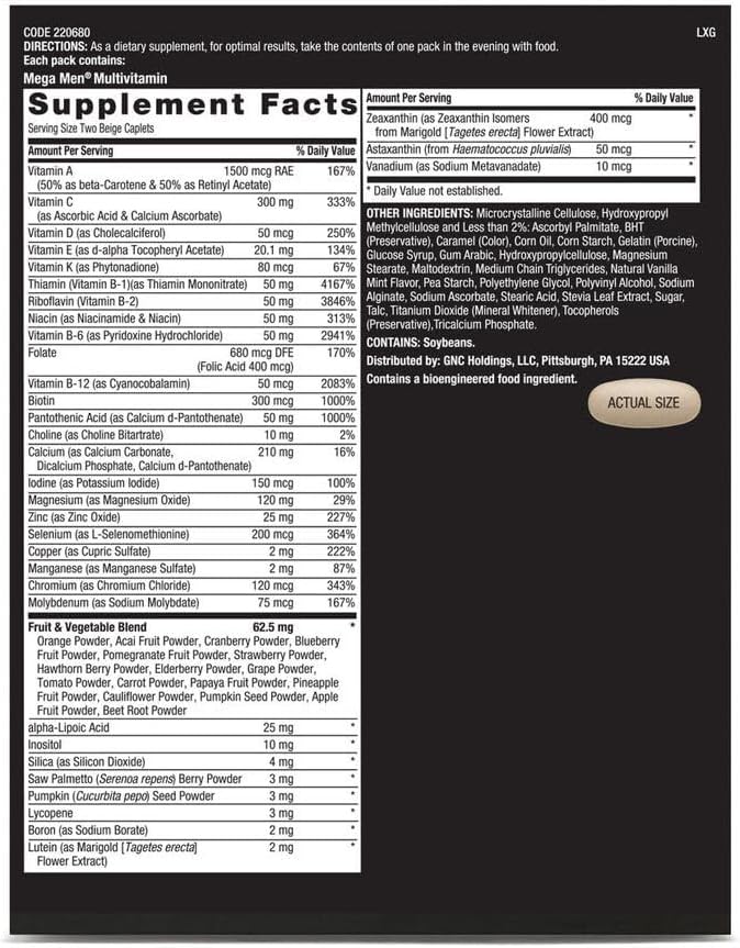 GNC Mega Men Stress Relief Vitapak - 30 Count for Stress & Cortisol Management