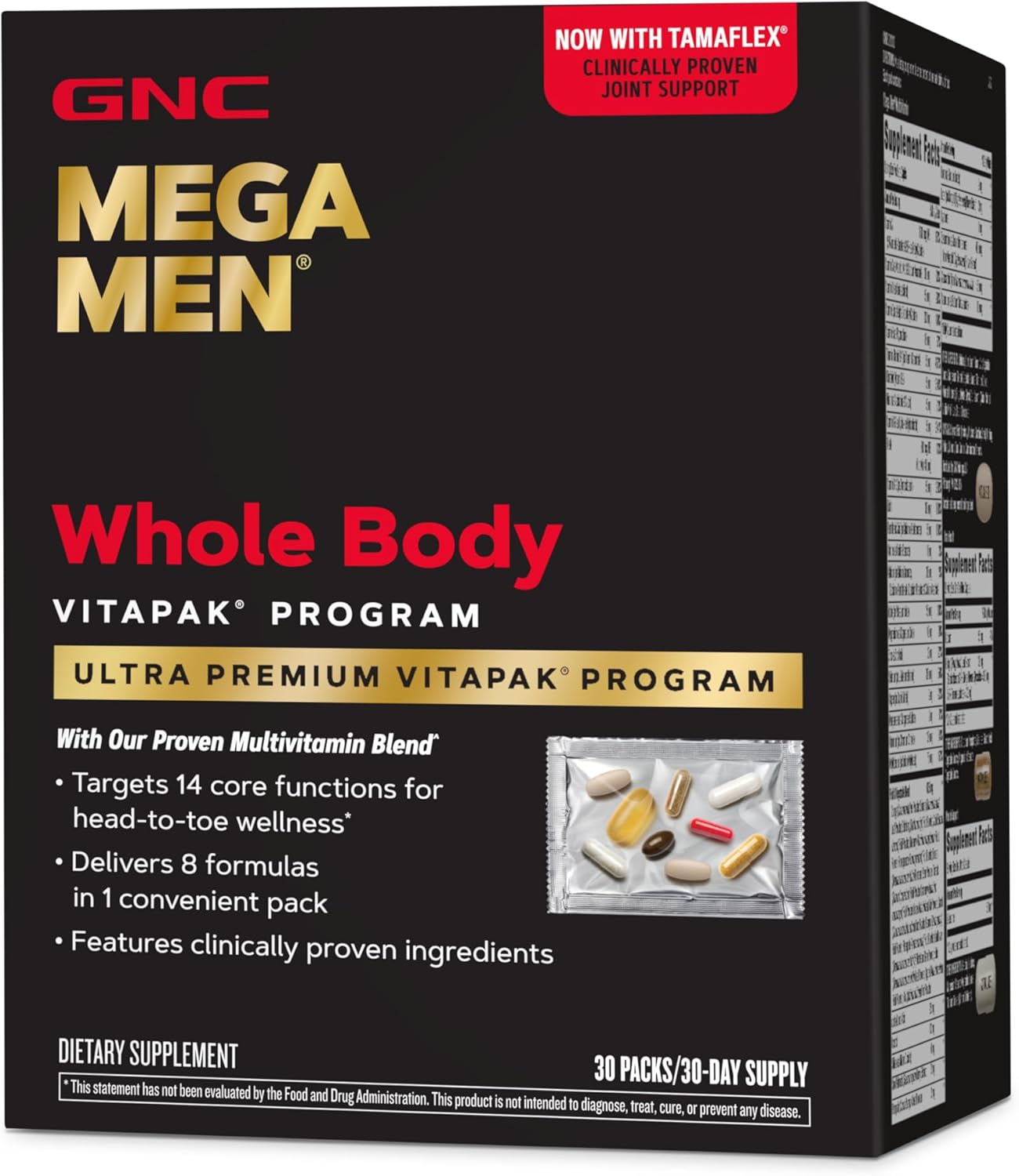 GNC Mega Men Whole Body Vitapak Program - 30 Count - 8-in-1 Multivitamin Formula
