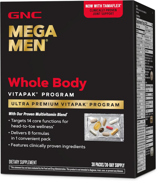 GNC Mega Men Whole Body Vitapak Program - 30 Count - 8-in-1 Multivitamin Formula