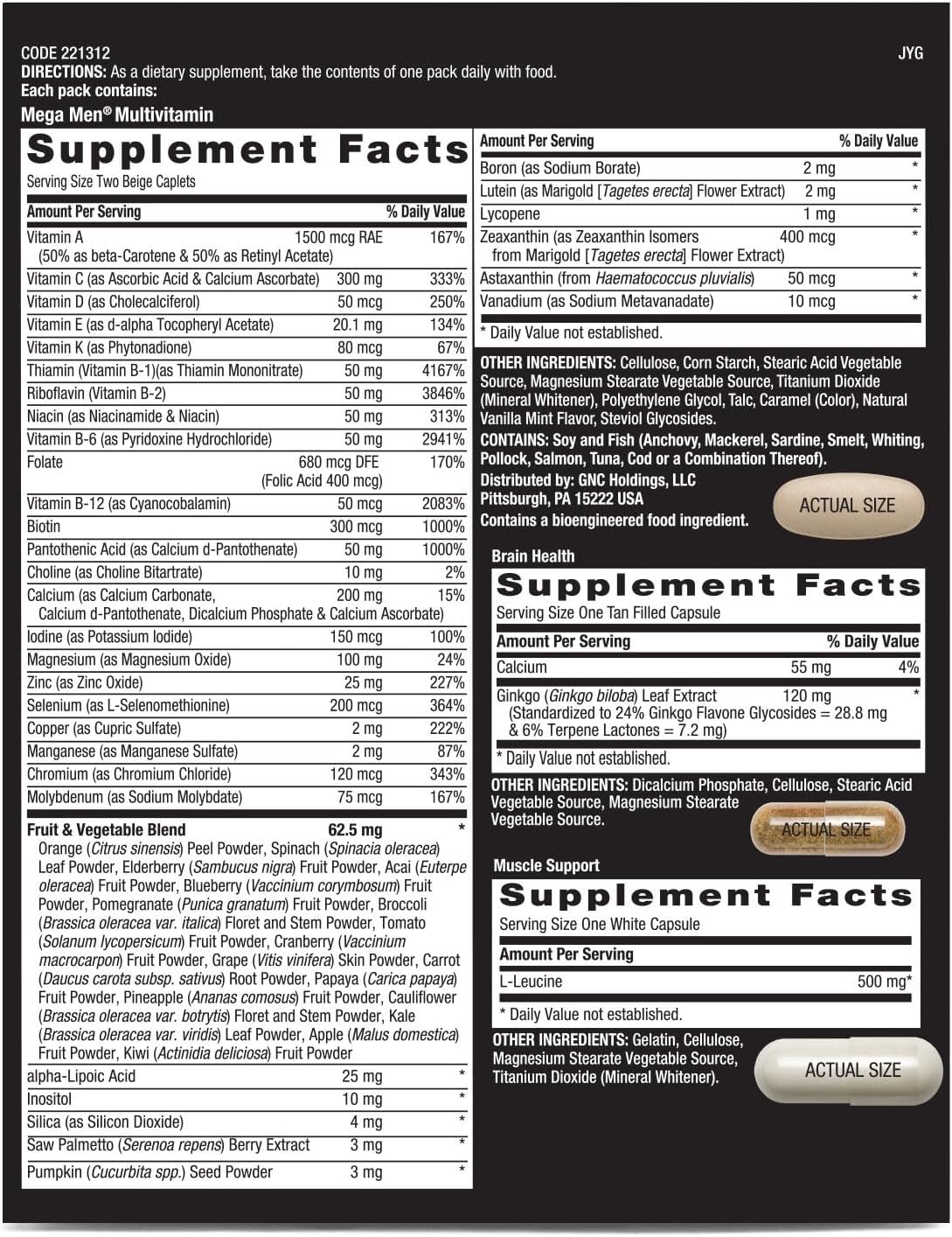 GNC Mega Men Whole Body Vitapak Program - 30 Count - 8-in-1 Multivitamin Formula