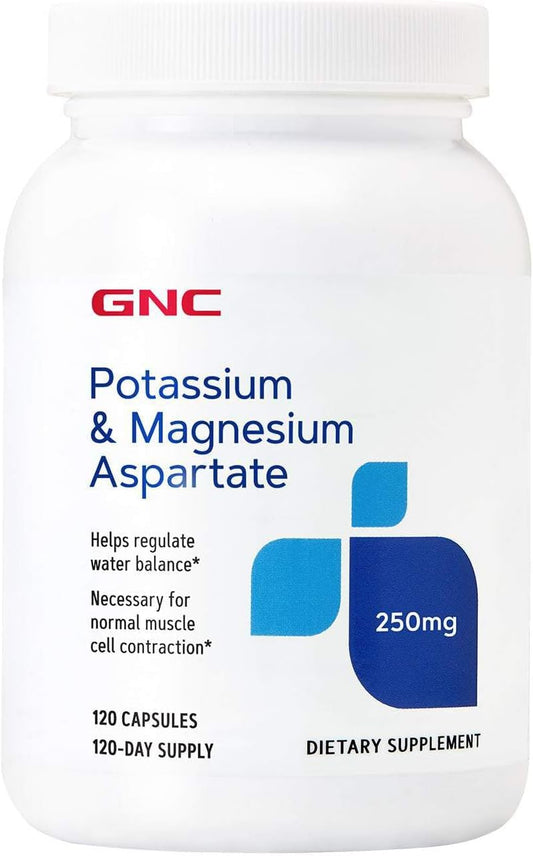 GNC Potassium and Magnesium Aspartate Supplement - 250mg for Water Balance - 120 Servings