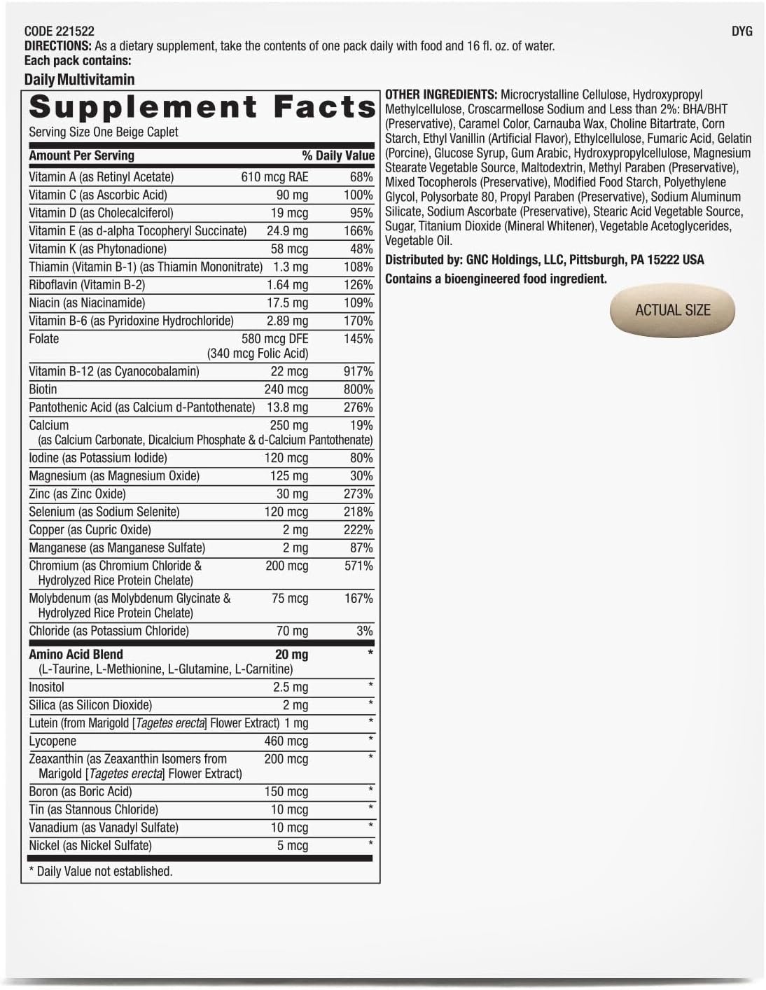 GNC Pro Performance Active Fitness Vitapak Program - 30 Servings for Optimal Health and Wellness