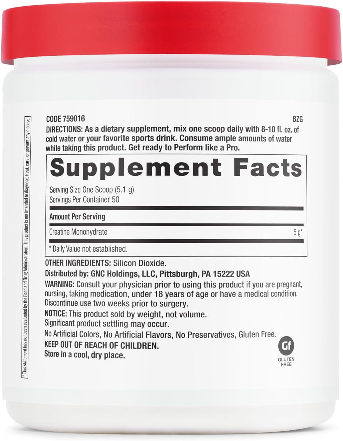 GNC Pro Performance Creatine Monohydrate Powder for Muscle Building and Strength | Science-Backed Formula | Banned Substance Free | 50 Servings