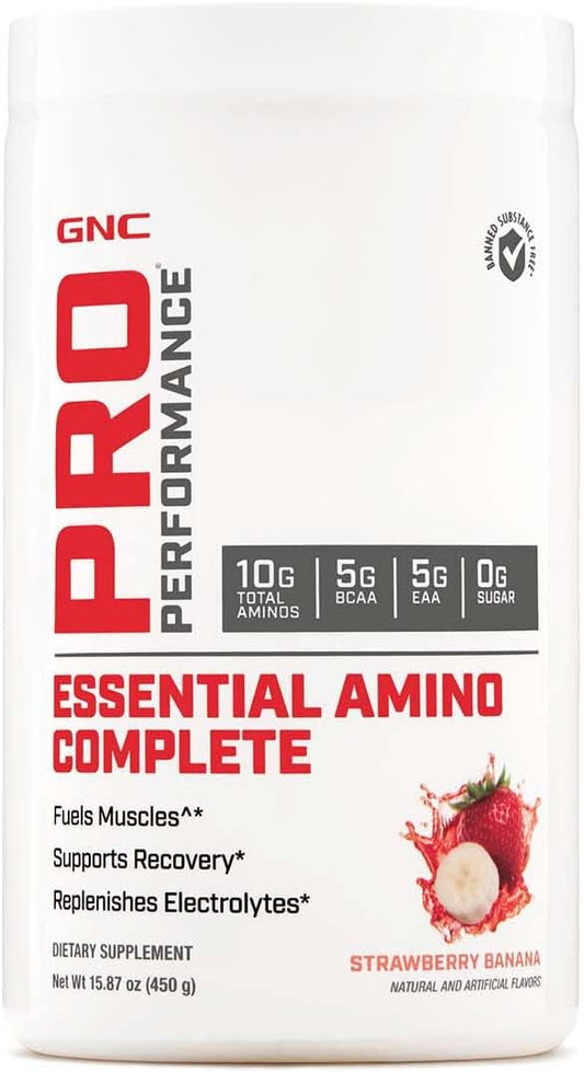 GNC Pro Performance Essential Amino Complete in Strawberry Banana Flavor - 15.87 oz for Muscle Recovery