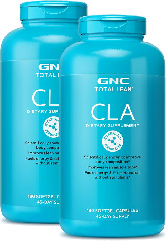 GNC Total Lean CLA Softgels Twin Pack - Enhance Body Composition, Build Lean Muscle, Boost Metabolism & Energy, Gluten-Free