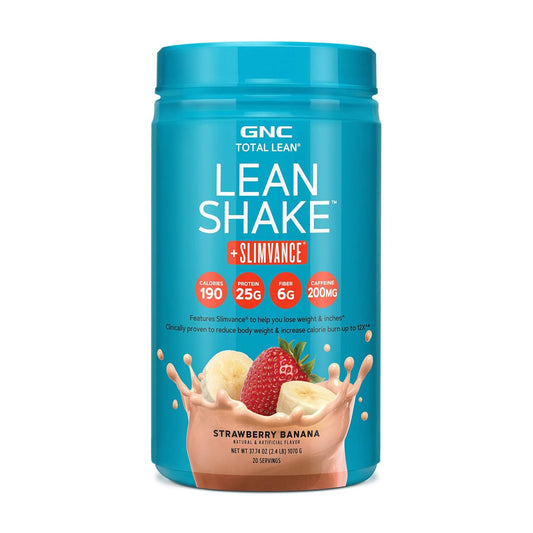 GNC Total Lean Lean Shake + Slimvance Strawberry Banana Weight Loss Protein Powder - 20 Servings with 200mg Caffeine