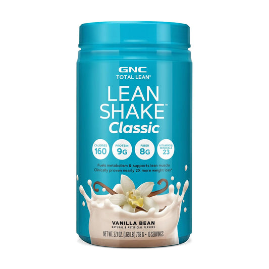 GNC Total Lean Shake 25 Protein Powder - Vanilla Bean Flavor for Lean Muscle Support with Fiber - 16 Servings