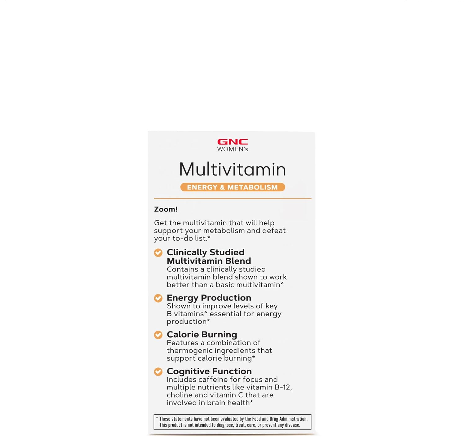 GNC Women's Energy and Metabolism Multivitamin - Boost Energy, Metabolism, Mental Clarity, Immune Support - 90 Count