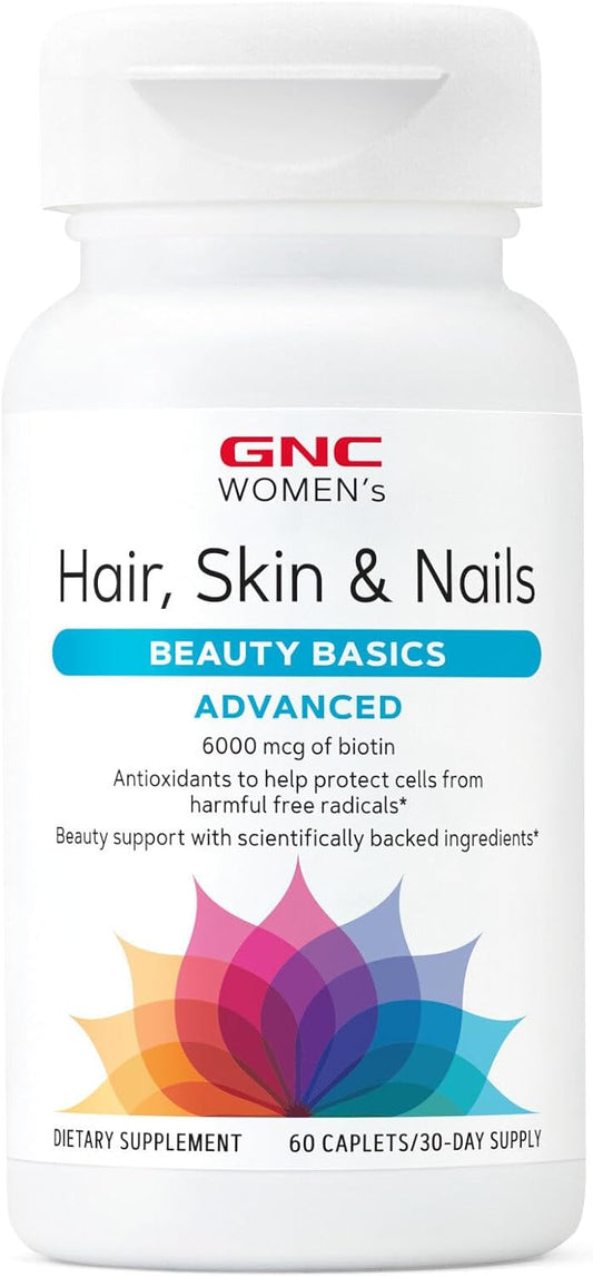 GNC Women's Hair, Skin, and Nails Formula - 60 Caplets for 30 Servings