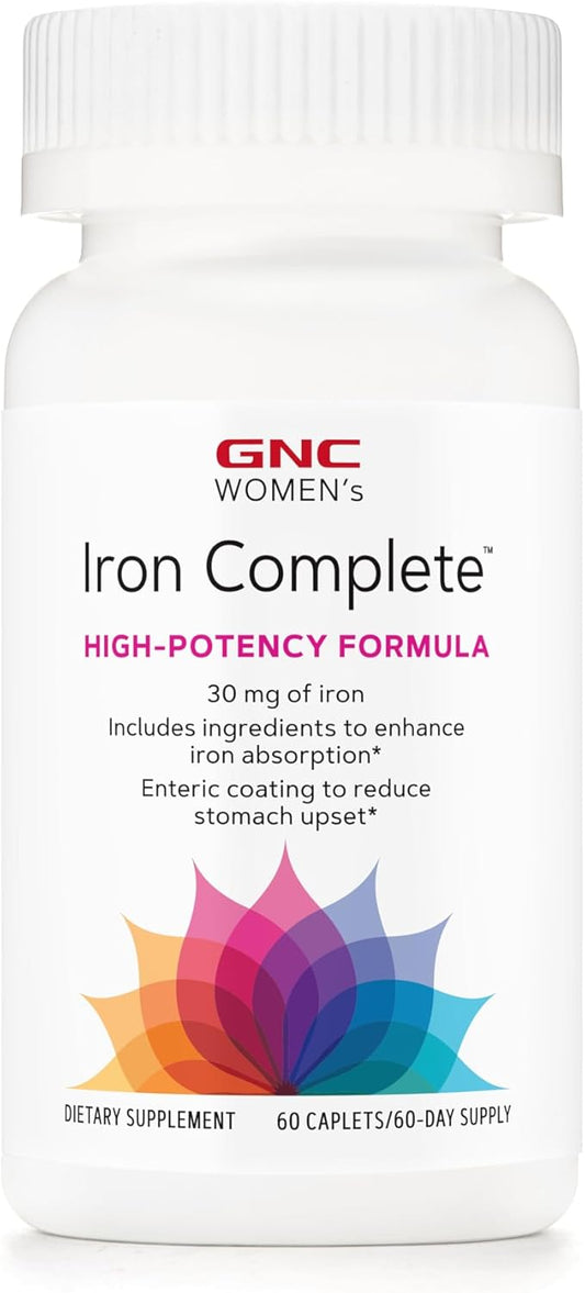 GNC Women's Iron Multivitamin Caplets, 60 Count, Boosts Iron Absorption