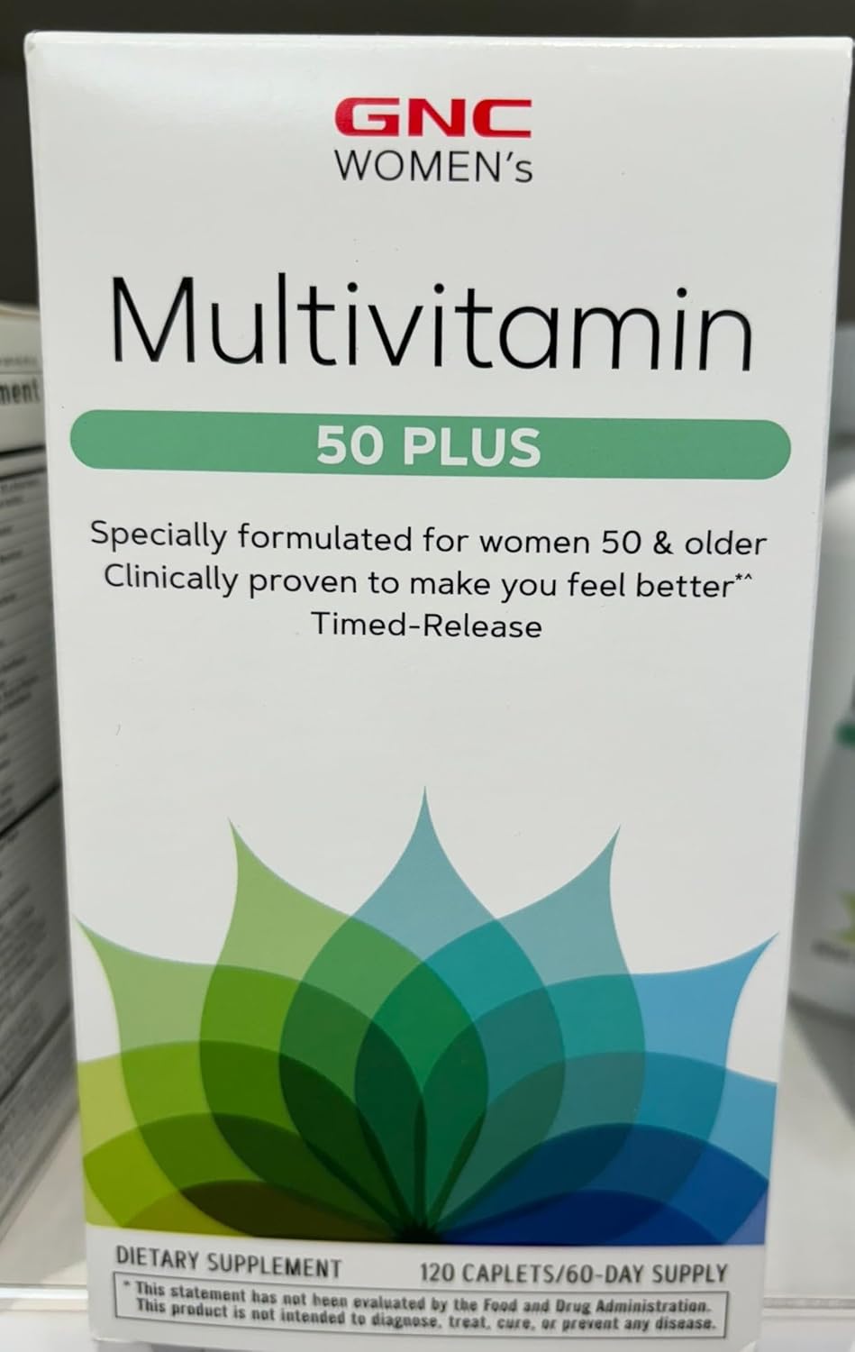 GNC Women's Multivitamin 50 Plus | Promotes Bone, Eye, Memory, Brain, and Skin Health | Boosts Energy with Vitamin D, Calcium, and B12 | 120 Caplets