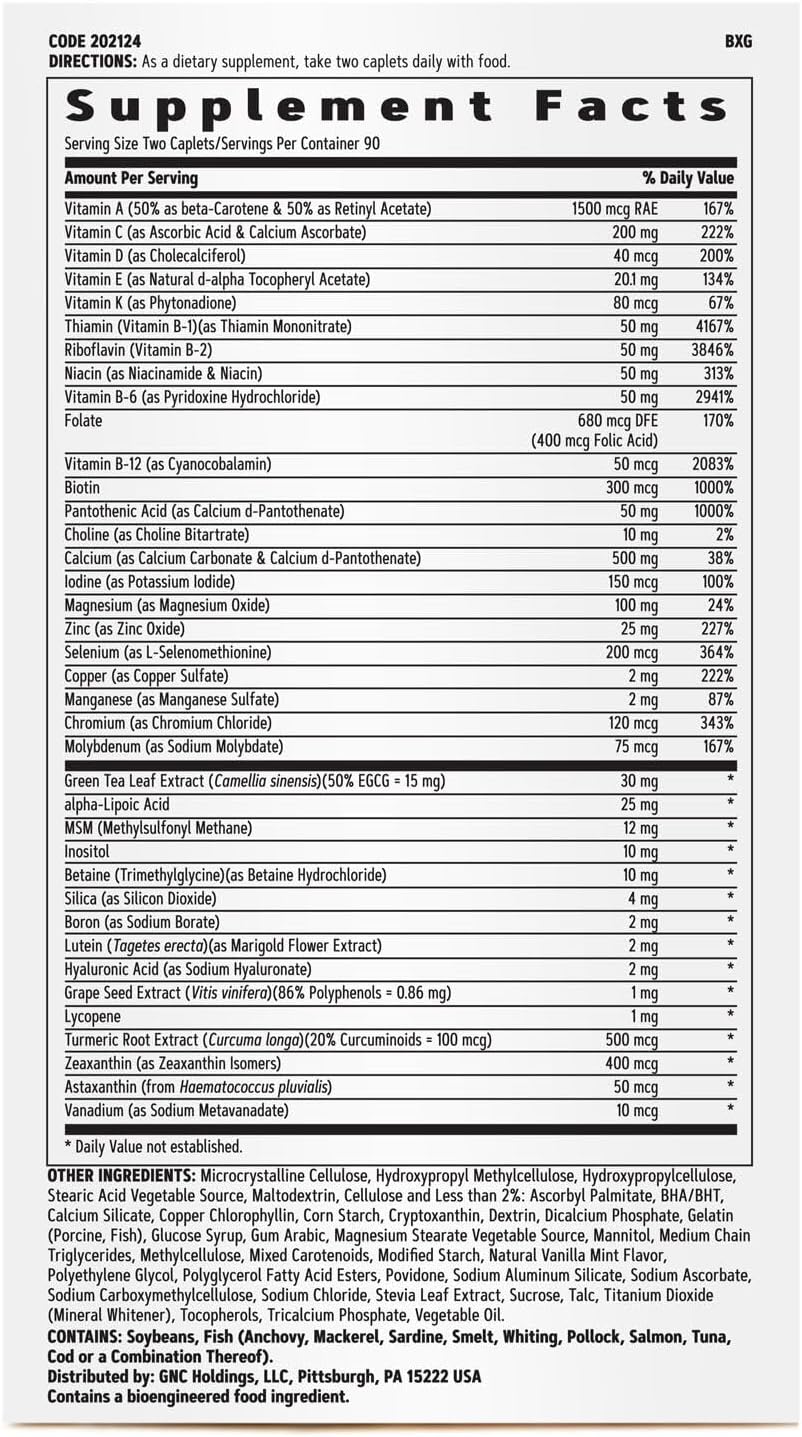 GNC Women's Multivitamin for Active Lifestyle, Bone & Joint Health | 30+ Nutrients, Iron-Free | 180 Caplets
