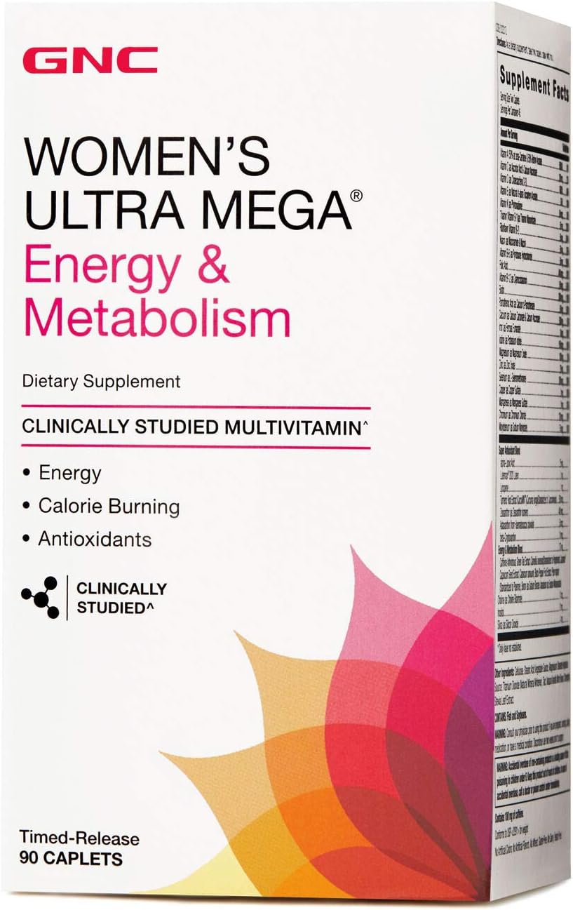 GNC Women's Ultra Mega Energy and Metabolism Multivitamin - 90 Count for Energy Boost and Calorie Burn