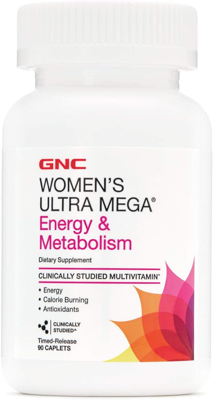 GNC Women's Ultra Mega Energy and Metabolism Multivitamin - 90 Count for Energy Boost and Calorie Burn