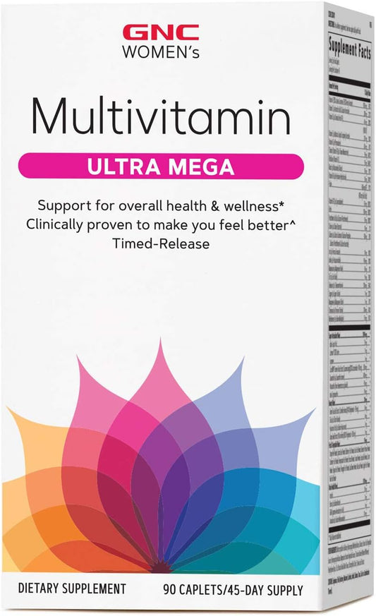 GNC Women's Ultra Mega Multivitamin | Supports Women's Health | Clinically Proven for Better Wellbeing | Timed-Release | 90 Tablets