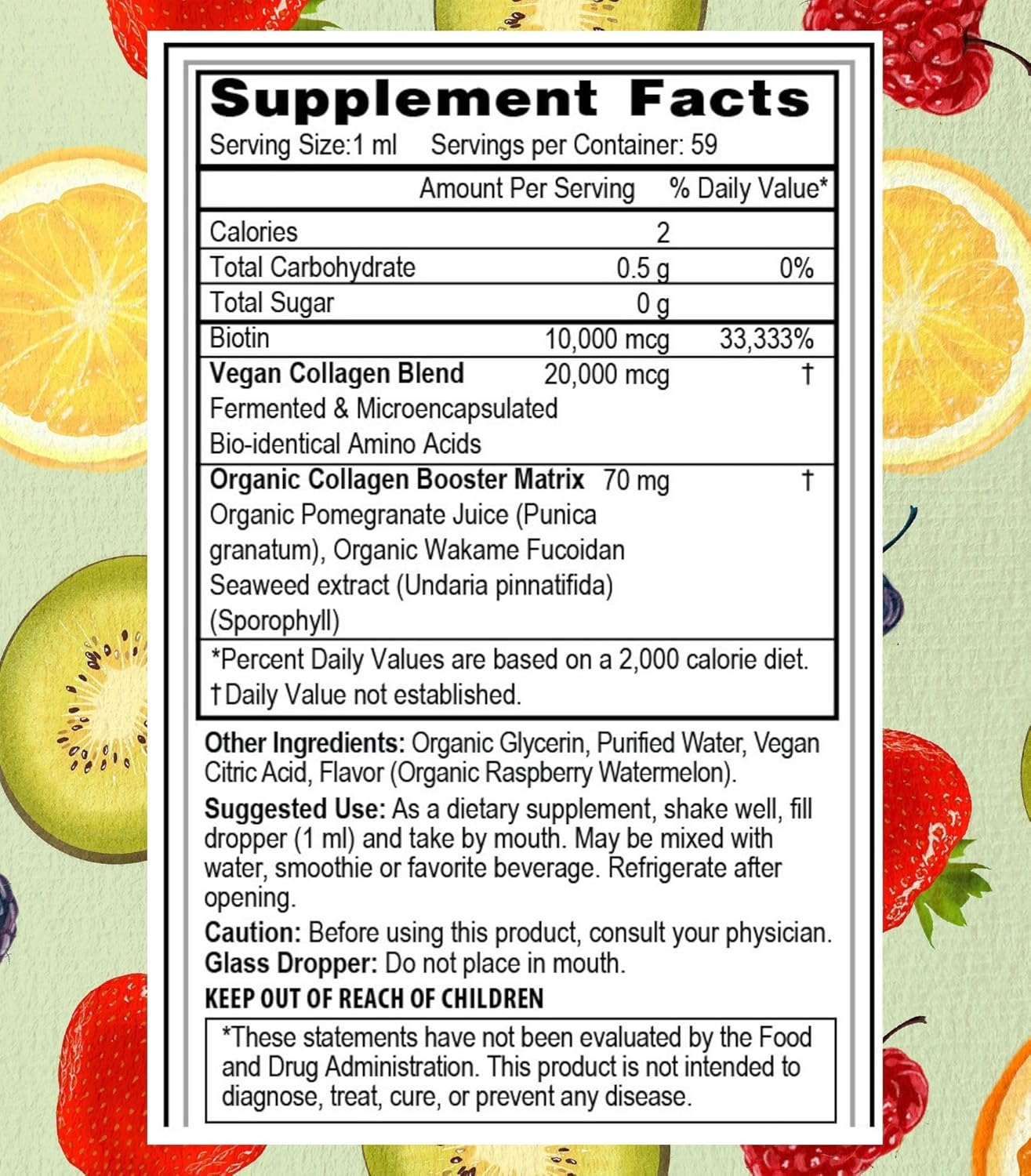Go Healthy Natural Vegan Collagen & Biotin Liquid Drops - Hair, Nail, & Skin Support - Metabolism Boost - Non-GMO, Sugar Free - 60-Day Supply for Women & Men