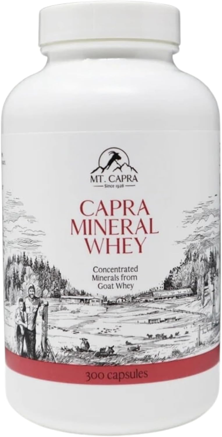 Goat Milk Whey Mineral/Electrolyte Supplement | Potassium-Rich, Alkalizing Whole Food Source | 60 Servings, 300 Capsules