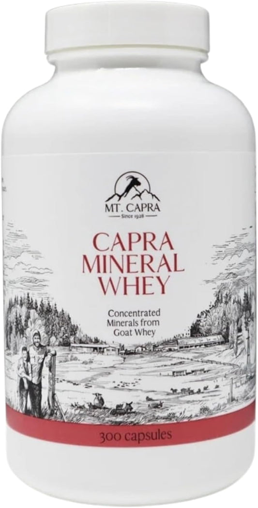 Goat Milk Whey Mineral/Electrolyte Supplement | Potassium-Rich, Alkalizing Whole Food Source | 60 Servings, 300 Capsules