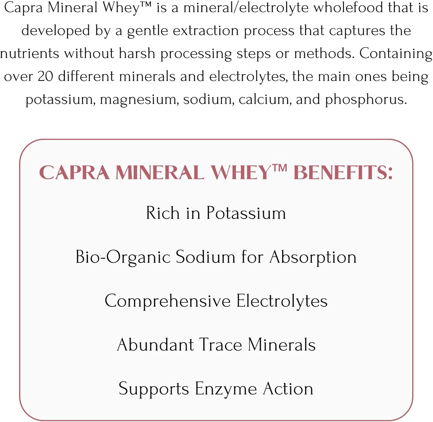 Goat Milk Whey Mineral/Electrolyte Supplement | Potassium-Rich, Alkalizing Whole Food Source | 60 Servings, 300 Capsules