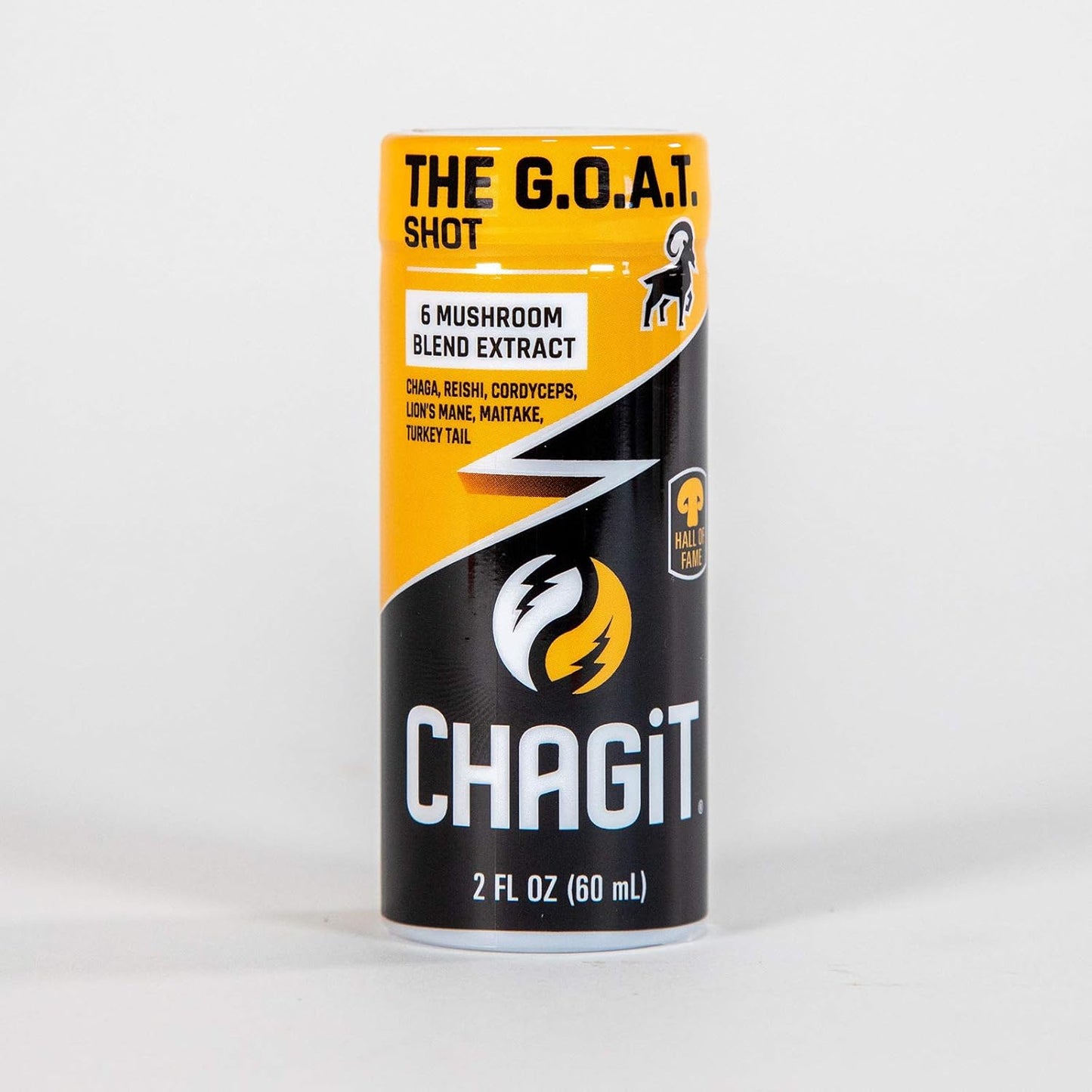 G.O.A.T. Shot: Powerful Tonic with Chaga, Lion's Mane, Reishi, Cordyceps, Turkey Tail, Maitake - Pure Liquid Extract