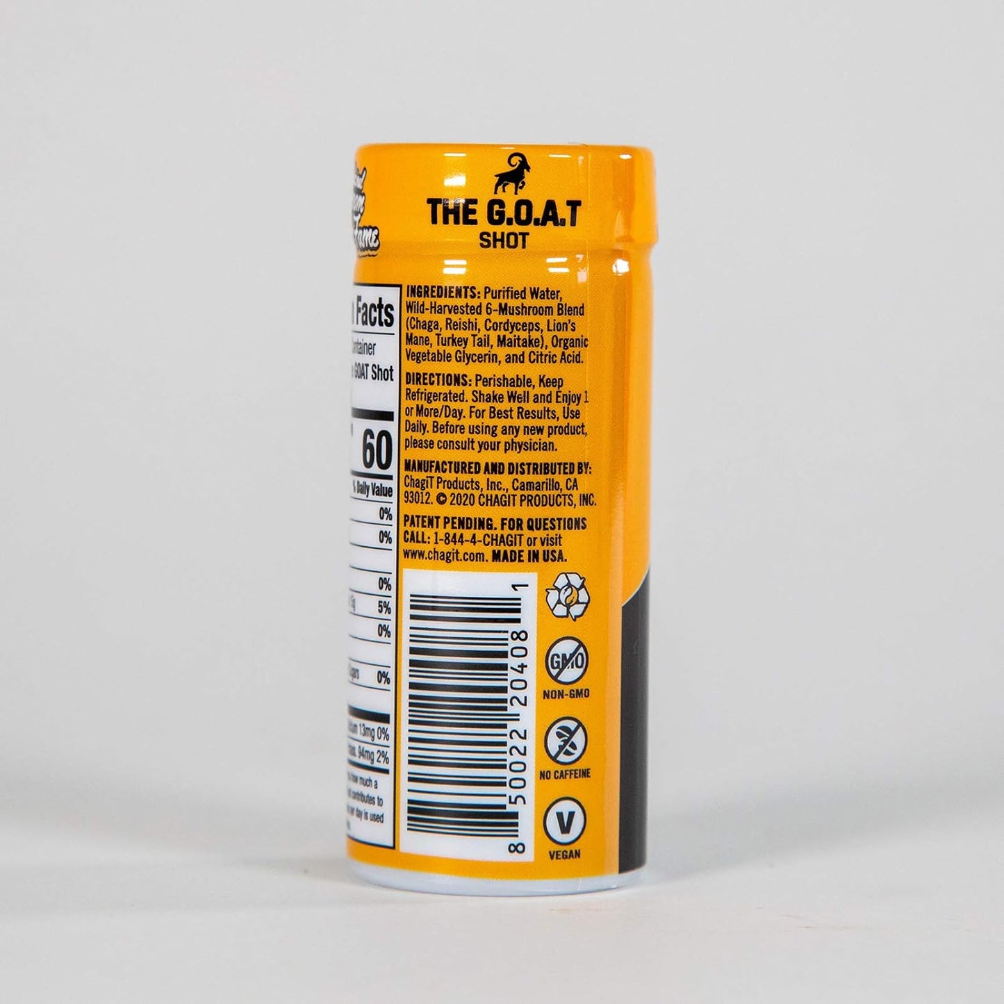 G.O.A.T. Shot: Powerful Tonic with Chaga, Lion's Mane, Reishi, Cordyceps, Turkey Tail, Maitake - Pure Liquid Extract