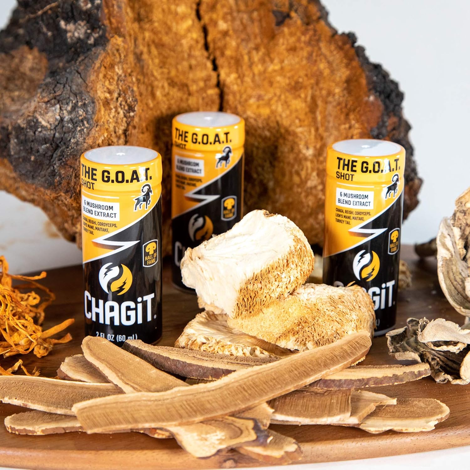 G.O.A.T. Shot: Powerful Tonic with Chaga, Lion's Mane, Reishi, Cordyceps, Turkey Tail, Maitake - Pure Liquid Extract