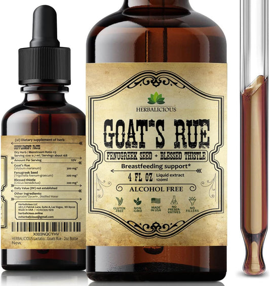 Goat's Rue Liquid Extract - Herbal Tincture for Lactation Support - Alcohol Free Non-GMO Supplement - 4 fl oz