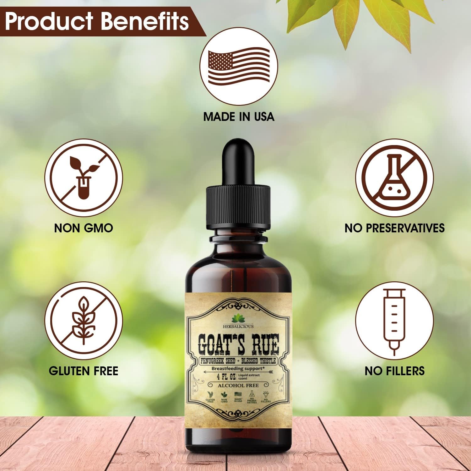 Goat's Rue Liquid Extract - Herbal Tincture for Lactation Support - Alcohol Free Non-GMO Supplement - 4 fl oz
