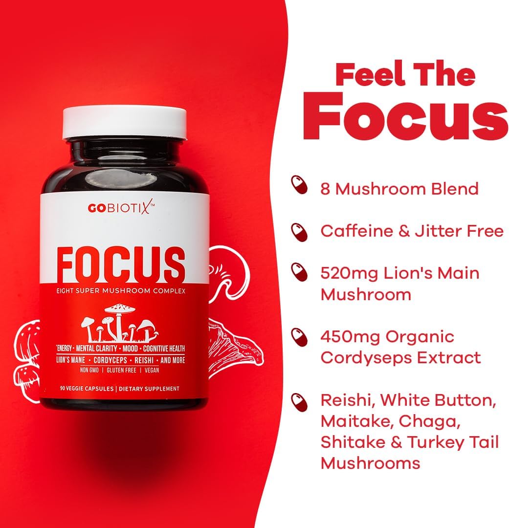 GOBIOTIX Wellness Bundle: Focus Mushroom & 100 Billion Probiotic Supplement Pack
