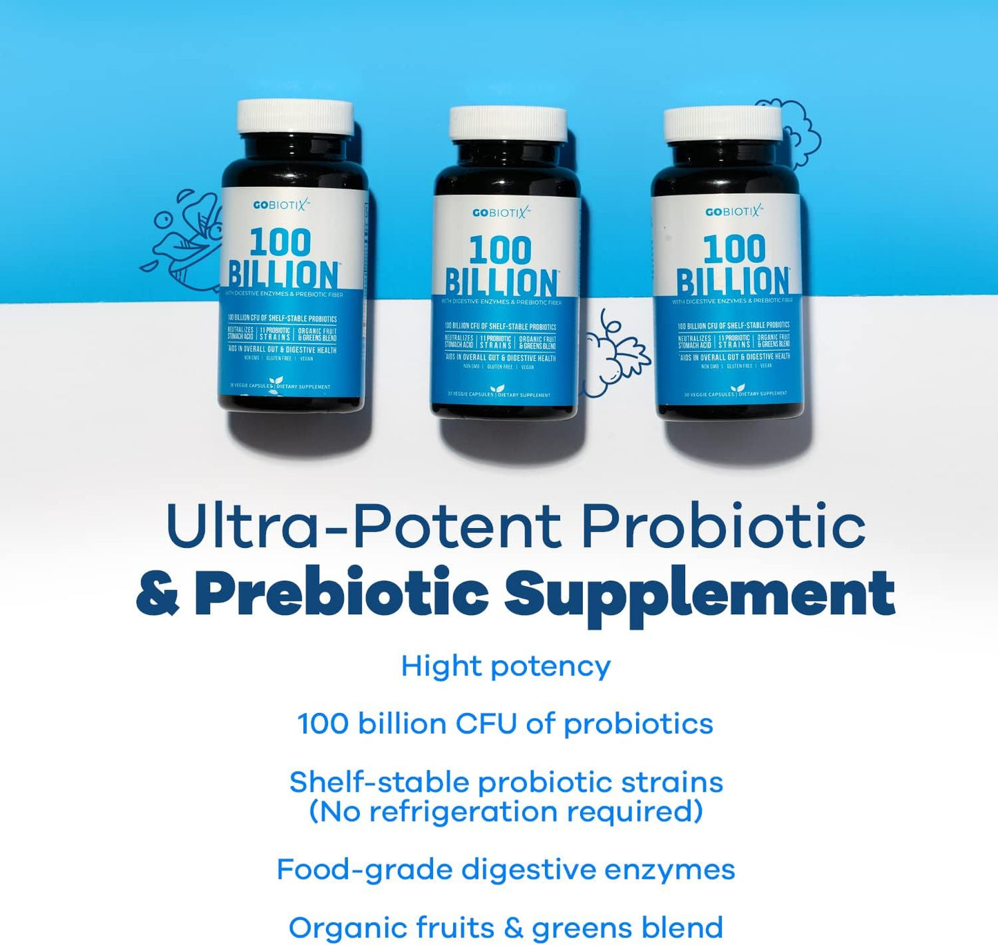 GOBIOTIX Wellness Bundle: Focus Mushroom & 100 Billion Probiotic Supplement Pack