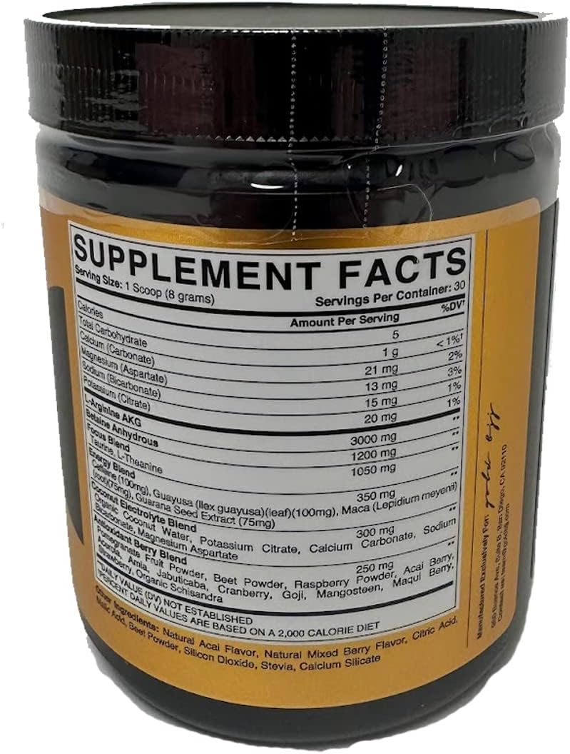 Gold BJJ PreRoll: Jiu Jitsu Pre-Workout Supplement for Energy, Focus, and Endurance - Natural Acai Berry Flavor, 30 Servings