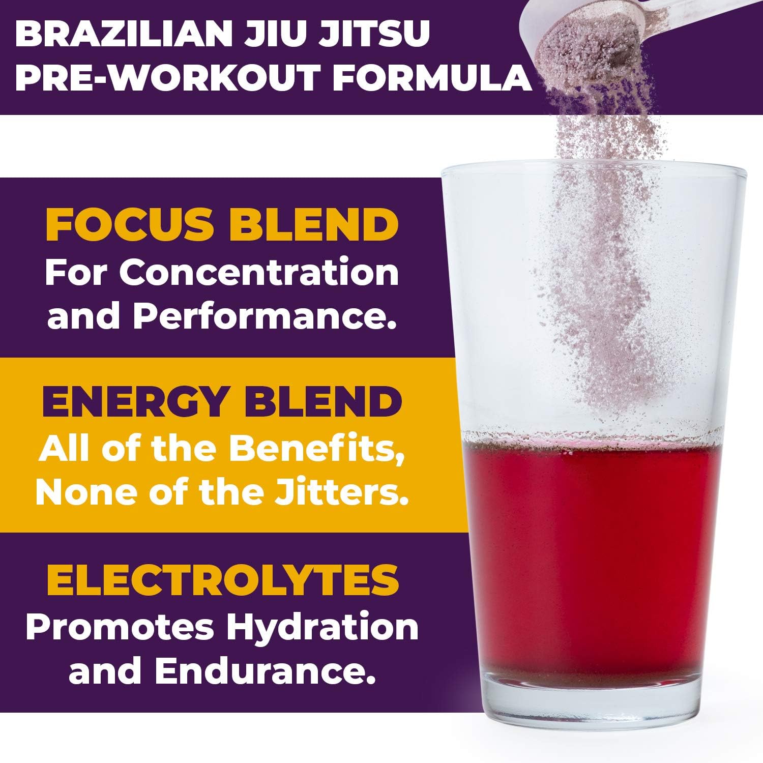 Gold BJJ PreRoll: Jiu Jitsu Pre-Workout Supplement for Energy, Focus, and Endurance - Natural Acai Berry Flavor, 30 Servings