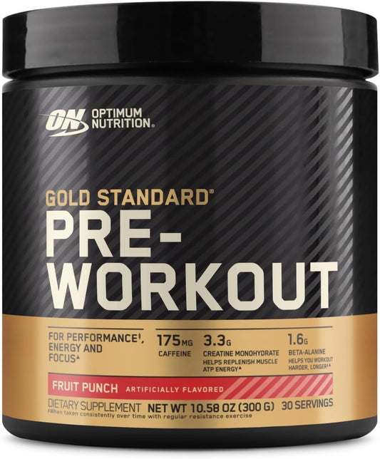 Gold Standard Pre-Workout with Creatine, Beta-Alanine, and Caffeine - Fruit Punch Flavor, 30 Servings for Energy Boost