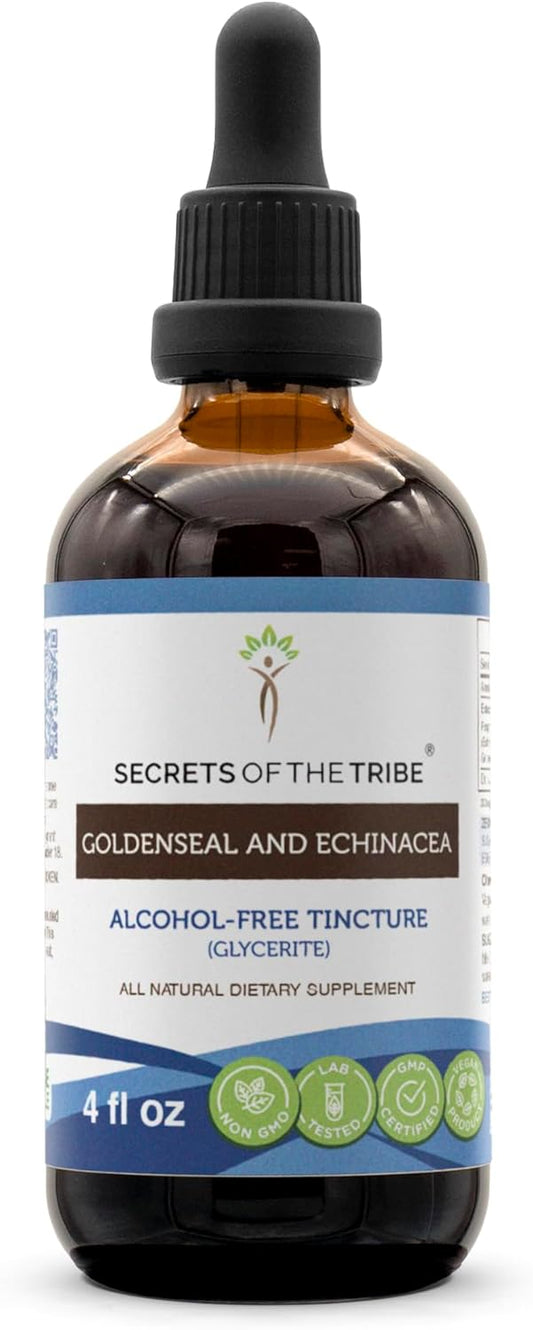 Goldenseal and Echinacea Alcohol-Free Liquid Extract Tincture - Herbal Supplement (4 FL OZ)