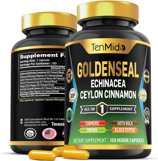 Goldenseal Root Supplement with 7in1 Formula for Digestive Health Support - 150 Capsules