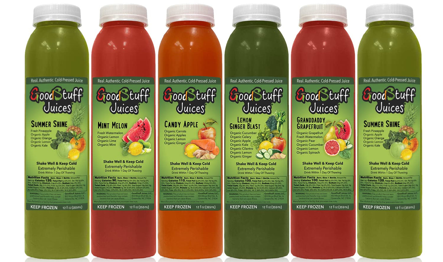Good Stuff Juices 3-Day Organic Juice Cleanse: Summer Slim Kit with Cold-Pressed Premium Taste - Detox, Lose Fat, Feel Great - 18 Juices in 12oz Jars
