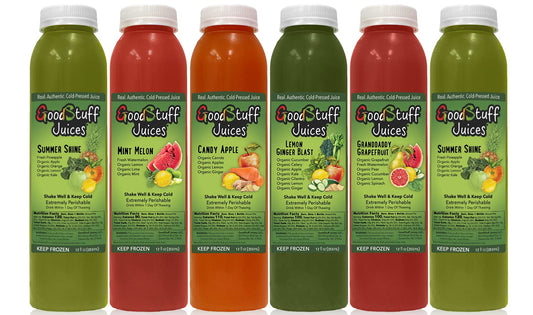 Good Stuff Juices 3-Day Organic Juice Cleanse: Summer Slim Kit with Cold-Pressed Premium Taste - Detox, Lose Fat, Feel Great - 18 Juices in 12oz Jars