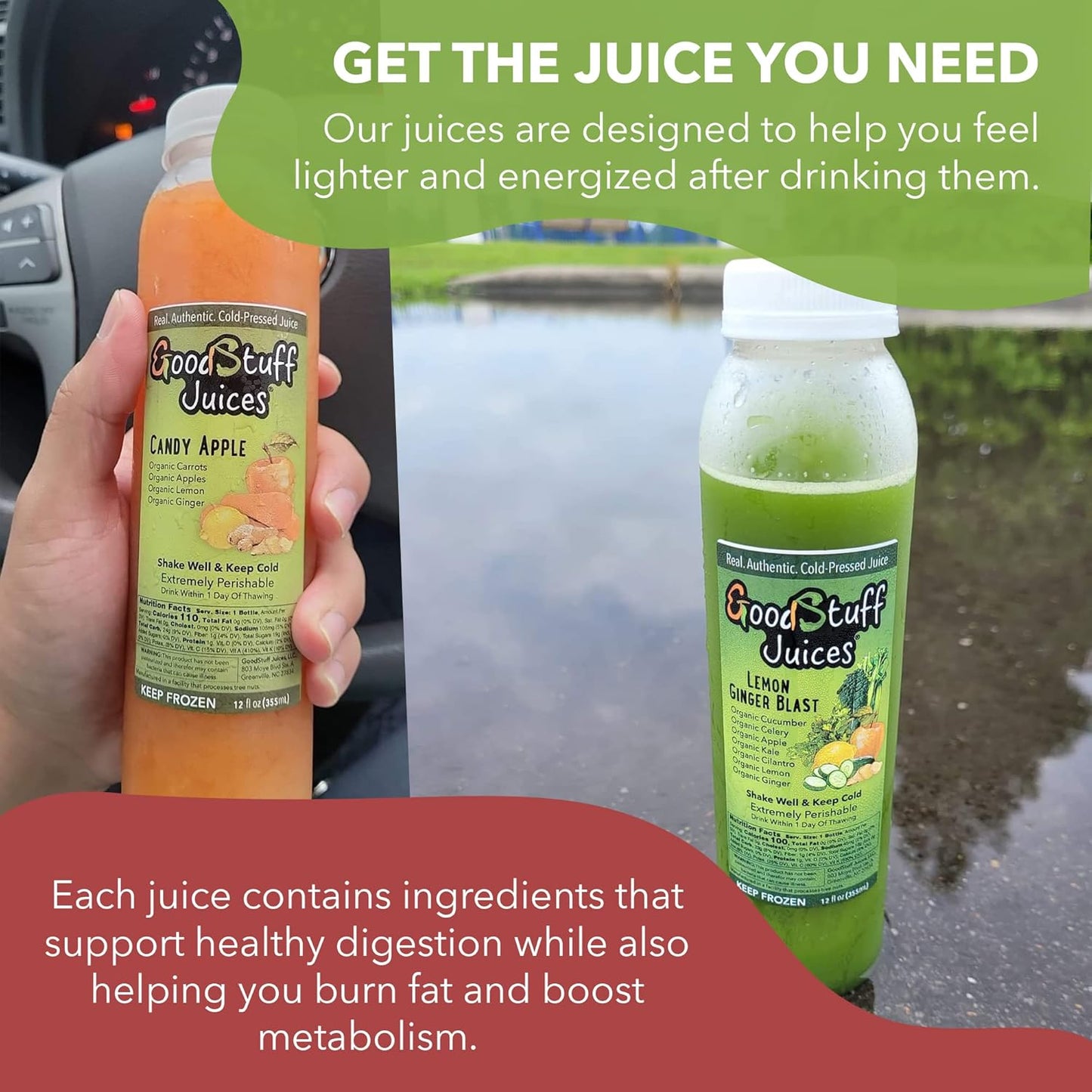 Good Stuff Juices 3-Day Organic Juice Cleanse: Summer Slim Kit with Cold-Pressed Premium Taste - Detox, Lose Fat, Feel Great - 18 Juices in 12oz Jars