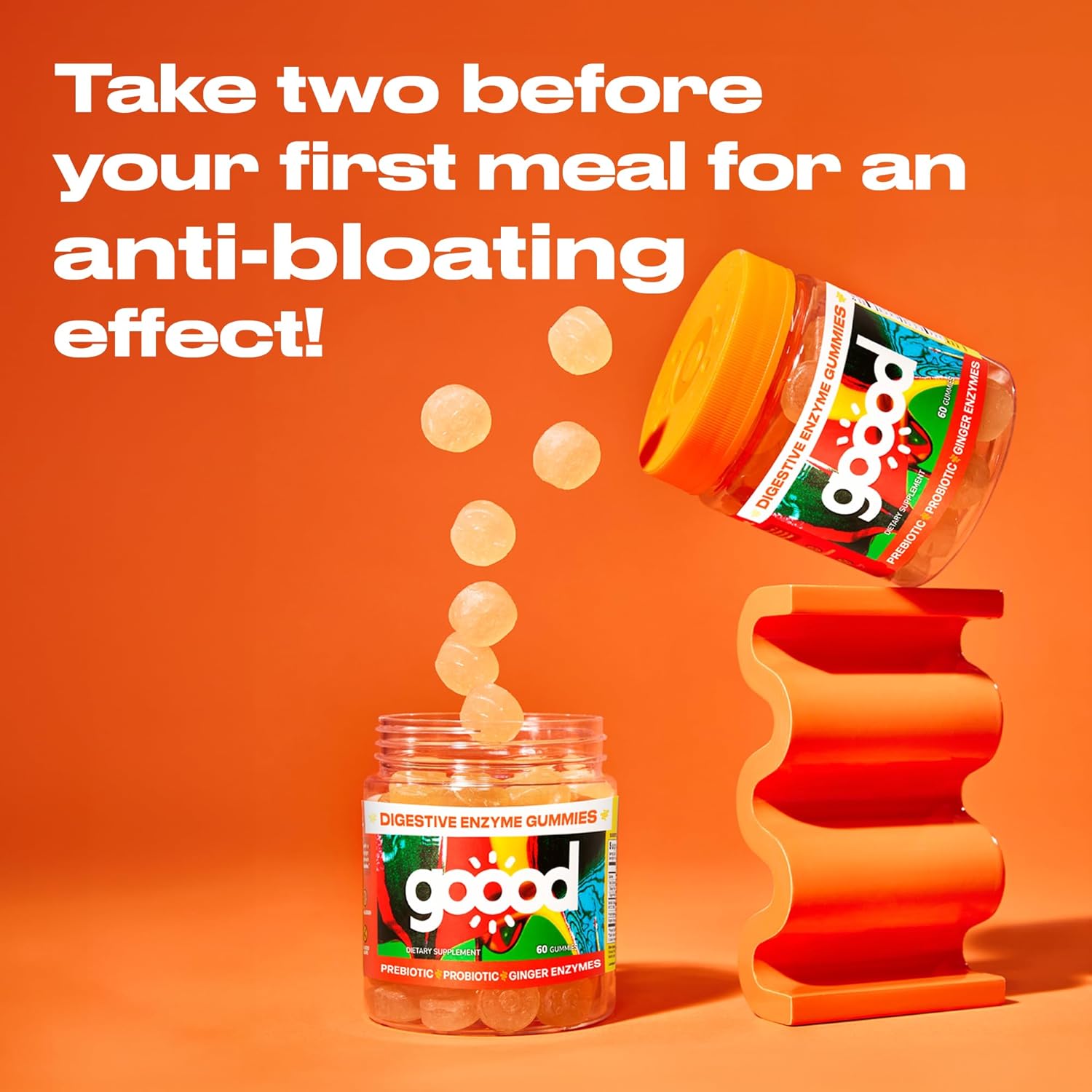 Goood Wellness Probiotic & Prebiotic Gummies for Digestive Health - Sugar-Free Lemon Flavor Fiber Gummies for Bloating Relief - Non-GMO Vegan Probiotic Gummies for Women, Men, & Kids